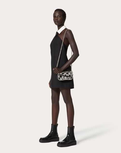 Valentino Garavani - Small Locò Shoulder Bag With Chess Embroidery - Crystal/black - Woman - Shoulder Bags