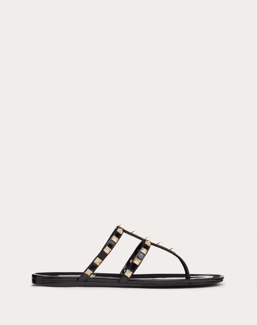 Valentino Garavani - Rockstud Flat Rubber Sandal - Black - Woman - Rockstud Sandals - Shoes