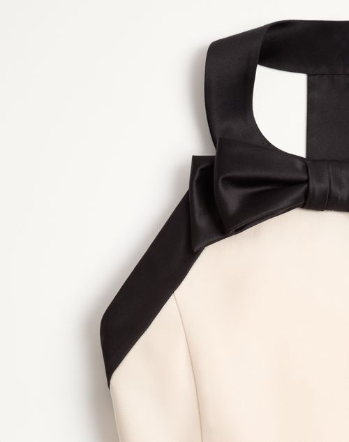 Valentino - Abito Corto In Crepe Couture - Vaniglia/nero - Donna - Abiti