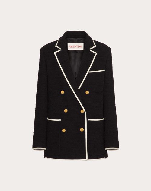 Valentino - Light Wool Tweed Blazer - Black/ivory - Woman - Jackets