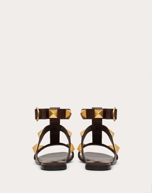 Roman Stud Flat Calfskin Sandal for Woman in Black Valentino US