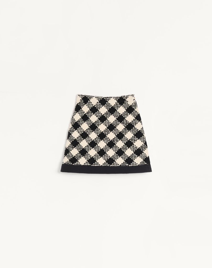 Damier Tweed Short Skirt by Valentino
