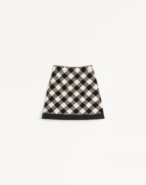 Valentino - Damier Tweed Short Skirt - Birch/black - Woman - Skirts