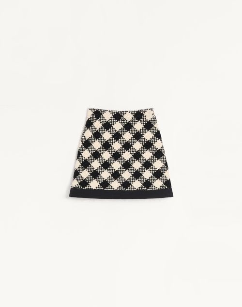 Valentino - Damier Tweed Skirt - Birch/black - Woman - Skirts