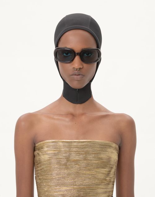 Valentino Garavani - Vlogo Signature Jersey Hood With Zipper - Black - Woman - Soft Accessories - Accessories