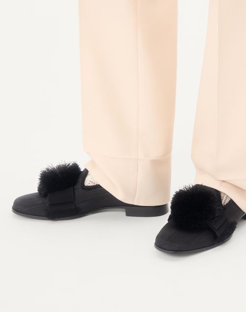 Valentino Garavani - Bowow Moiré Fabric Moccasin - Black - Man - Man