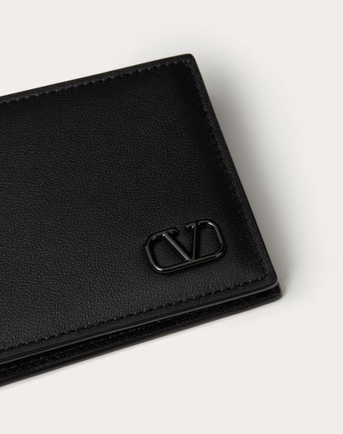 Valentino Garavani - Vlogo Signature Wallet For Us Dollars - Black - Man - Wallets And Small Leather Goods