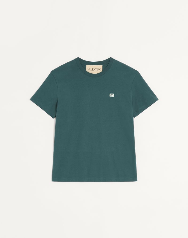 T-shirt Coton Écusson VLogo Vert Foncé — Valentino