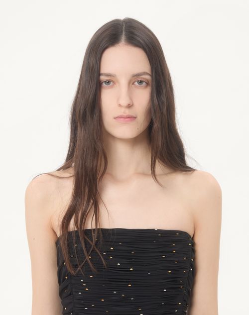 Valentino - Long Dress In Crepe De Chine Jacquard Apres L'hiver Lilium - Black - Woman - Ready To Wear