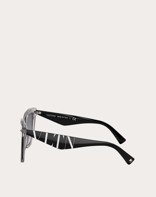 Valentino - Squared Acetate Frame Vltn - Gray/gradient Gray - Eyewear