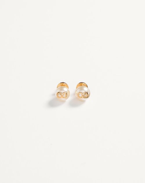 Valentino Garavani - Vlogo Signature Earrings With Pearls - Gold/cream - Woman - Accessories