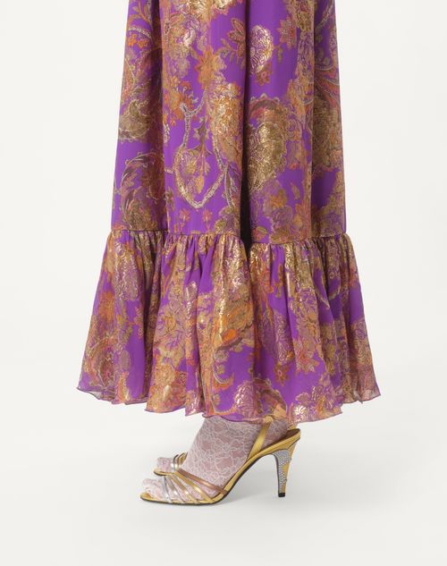 Long Embroidered Dress In Fil Coupe' Lame' Cachemire Apres L Long Embroidered Dress In Fil Coupe' Lame' Cachemire Apres L