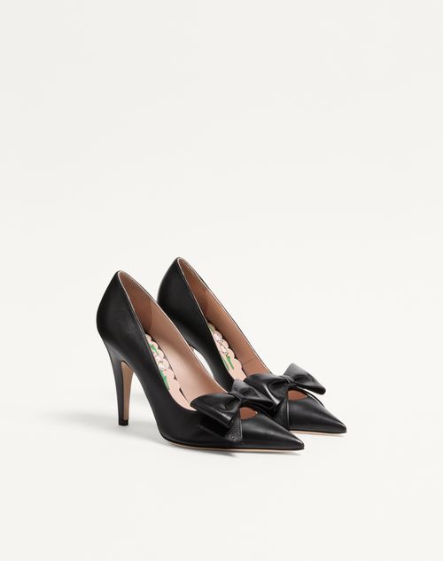 Valentino Garavani - Bowow Pump In Kidskin 100mm - Black - Woman - Pumps