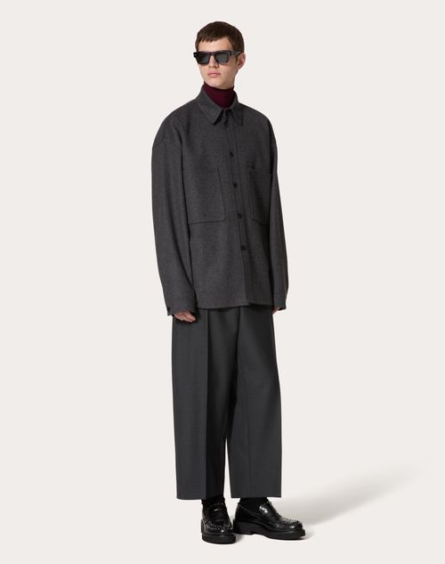Valentino - Double Wool Felt Shirt - Grey - Man - Outerwear