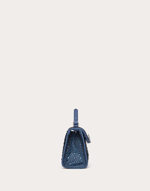 MINI VSLING DENIM HANDBAG WITH RHINESTONES