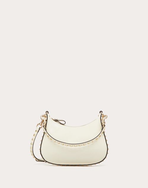 Valentino Garavani - Small Rockstud Hobo Bag In Grainy Calfskin - Ivory - Woman - Bags