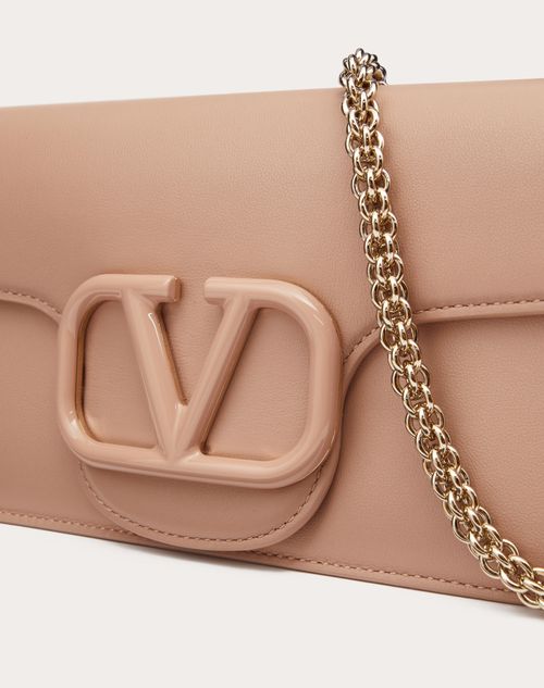 Valentino Rose Cannelle Leather VRING With Inlaid Stripes Shoulder