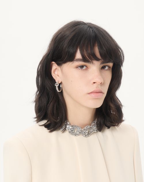 Valentino Garavani - Ovalette Metal And Swarovski® Crystal Earrings - Rhodium/crystal - Woman - Jewellery