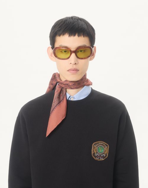 Valentino - ヴァレンティノ Valentinoパッチ コットン クルーネック スウェットシャツ - ブラック - メンズ - メンズ プライベート セール