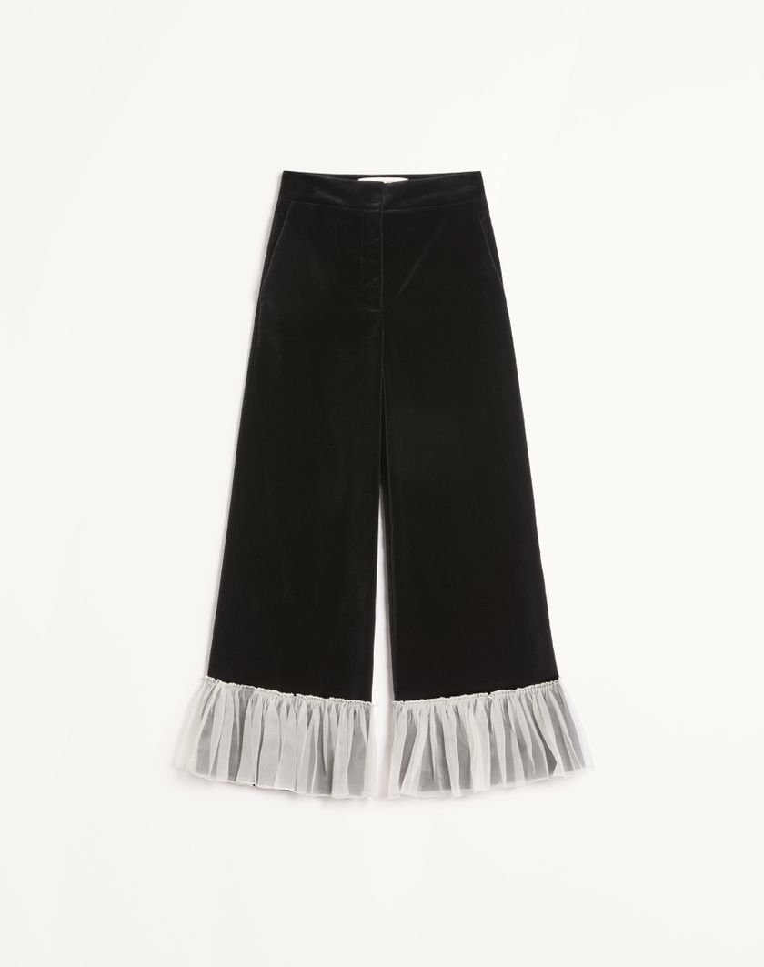 Valentino Handbags Pantaloni In Cotton Velvet per Donna in Nero/avorio | Valentino IT