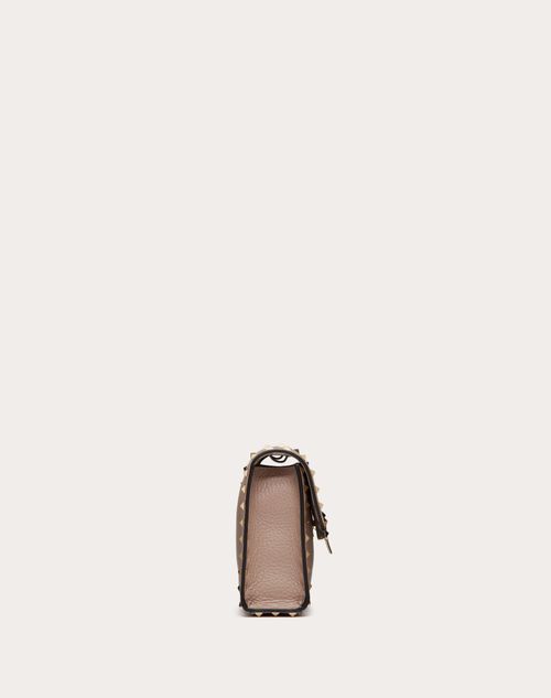 Small Rockstud Grainy Calfskin Crossbody Bag for Woman in Poudre