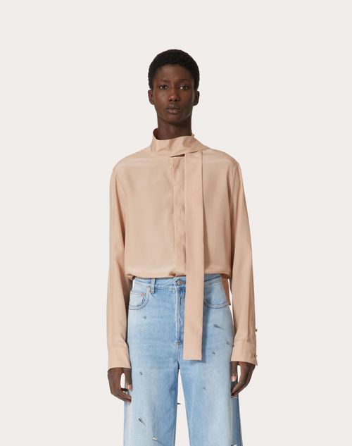 Silk Shirt with Scarf-neck Details