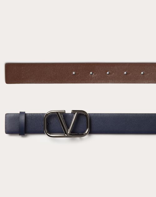 Valentino By Mario Valentino Natte Monogram Leather Belt In Blue