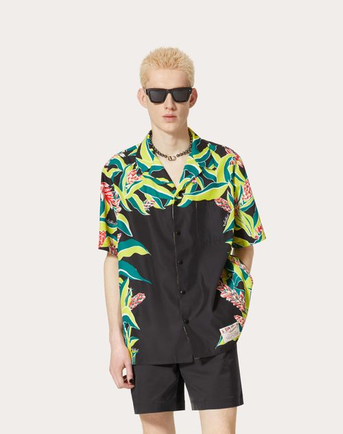 Bowling Shirt In Nylon With Volcano Print for Man in Multicolor ...