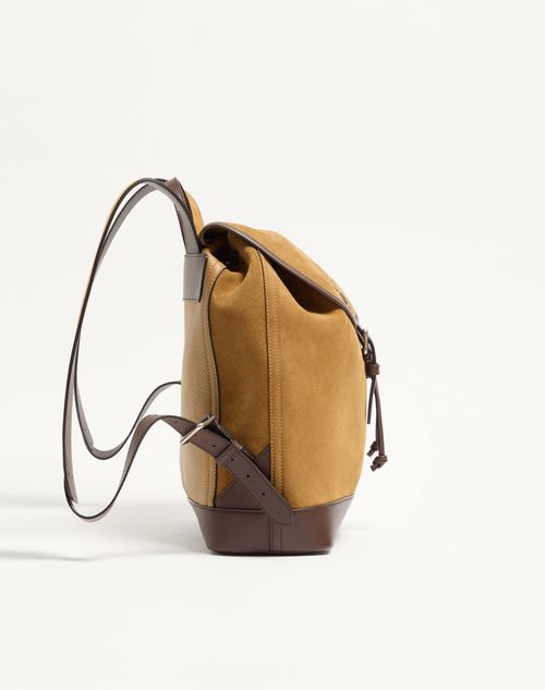 Valentino Garavani - ヴァレンティノ ガラヴァーニ アンティーブ スエード バックパック - ハバナ/ベージュ - メンズ - バックパック