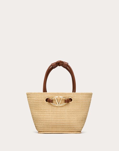 Valentino Garavani - Small Valentino Garavani Escape Tote Bag In Raffia - Natural/tobacco - Woman - Totes