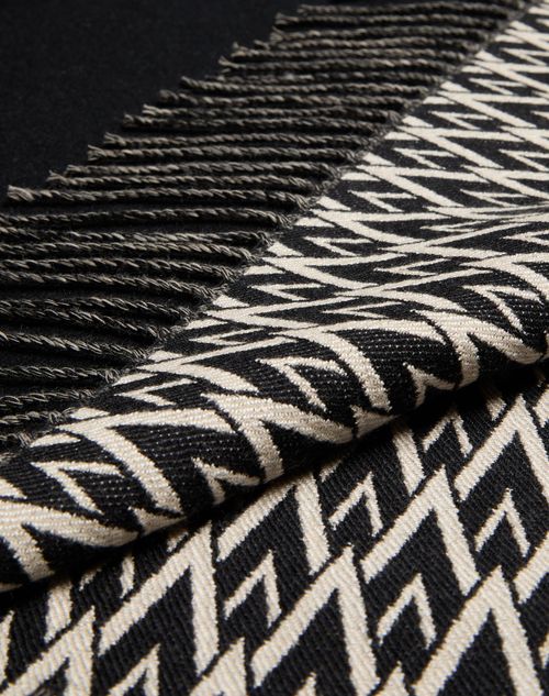 Valentino Garavani - PONCHO TOUTE LA V DE LANA, SEDA Y CACHEMIRA - Negro/crema - Mujer - Abrigos Y Chaquetas