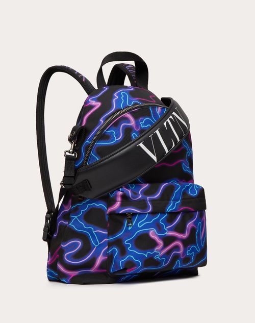 Valentino Garavani - Neon Camou Backpack In Nylon - Black/multicolor - Man - Man Sale