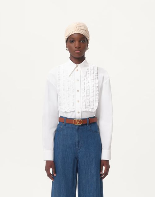 Cotton Popeline Shirt for Woman in Optic White | Valentino US Cotton Popeline Shirt for Woman in Optic White | Valentino US