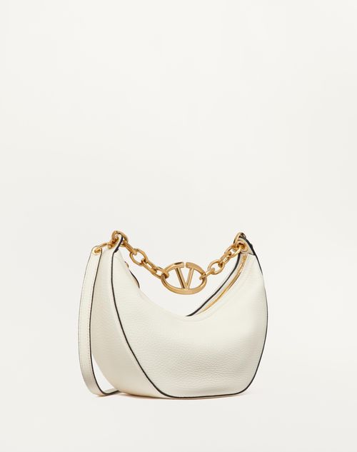 Valentino Garavani - Small Vlogo Moon Hobo Bag In Grainy Calfskin With Chain
 - Ivory - Woman - Woman Bags & Accessories Sale