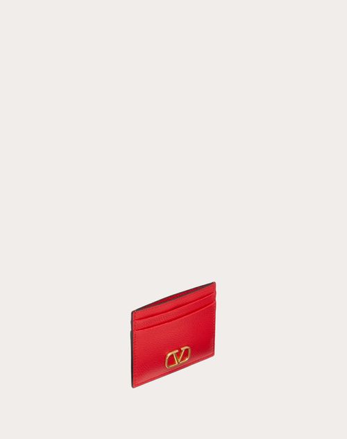 VLOGO SIGNATURE GRAINY CALFSKIN CARDHOLDER