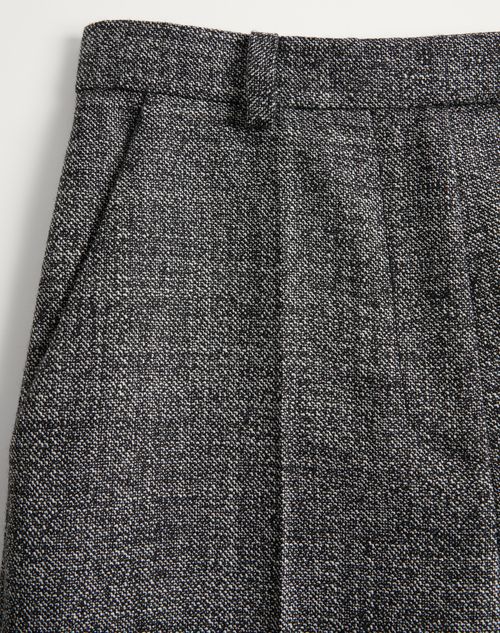 Valentino - Wool Mouliné Trousers - White/ Black - Woman - Trousers And Shorts