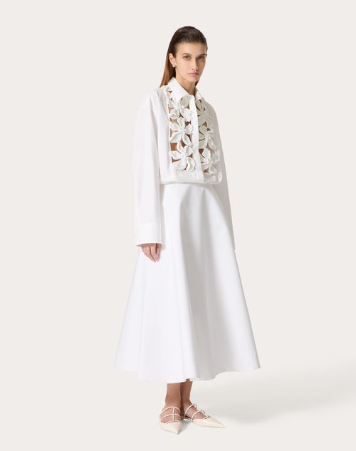 Valentino - Compact Popeline Midi Skirt - White - Woman - Skirts