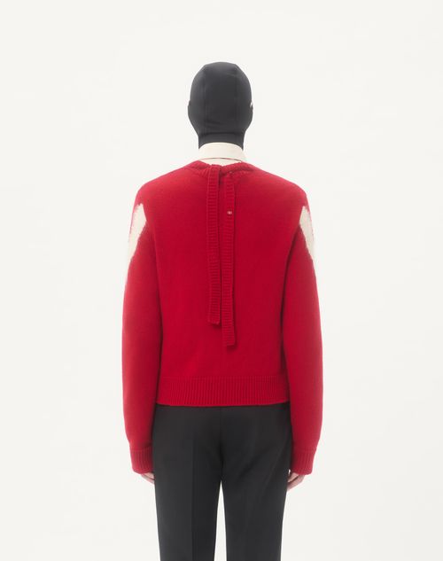 Valentino - Valentino Wool Jumper With Vlogo Bow At The Back - Paris/ivory - Man - Knitwear