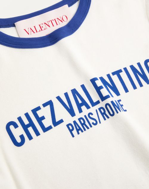 Valentino - Jersey Cotton T-shirt - Ivory/electric Blue - Woman - T-shirts And Sweatshirts