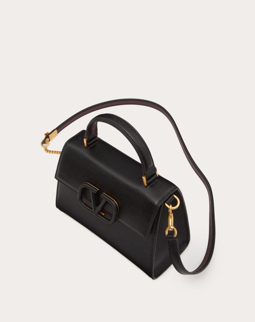 Valentino Small Vsling Handbag In Grainy Calfskin Black