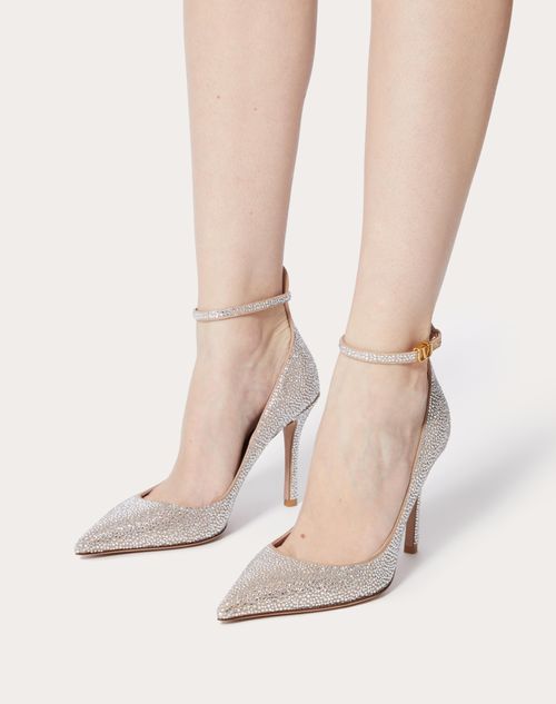 Valentino Garavani Tan-go Pump With Crystals 100mm for Woman in Cannelle | Valentino US