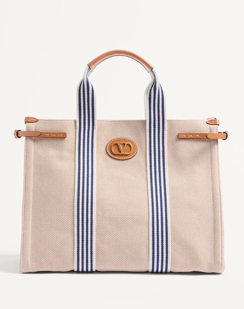 Valentino Garavani - Valentino Garavani Antibes Canvas Bag - Natural/blue - Man - Totes