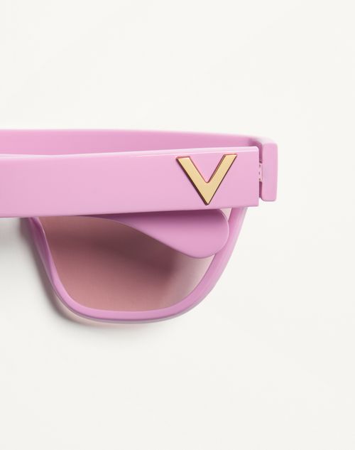 Valentino - Occhiale Geometrico In Acetato - Rosa/rosa - Unisex - Occhiali