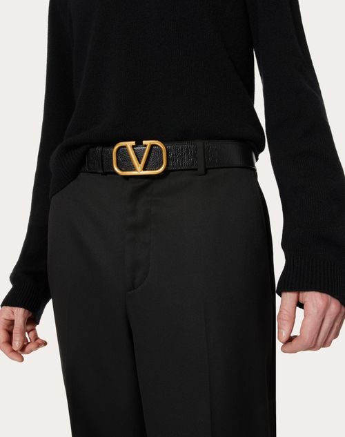 Valentino Garavani VLogo Signature Leather Belt - Black for Men