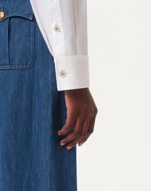 Cotton Popeline Shirt for Woman in Optic White | Valentino US Cotton Popeline Shirt for Woman in Optic White | Valentino US