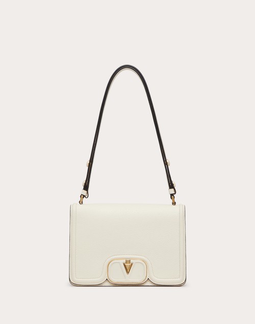 VLOGO SMALL LEATHER SHOULDER BAG IN GRAINY CALFSKIN