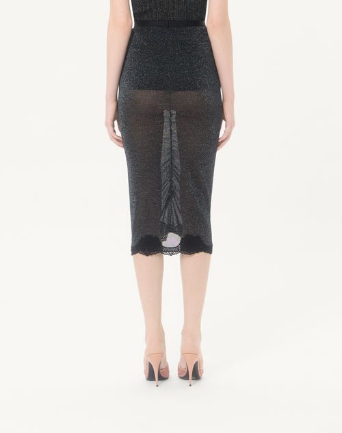 Valentino - Lurex Knit Skirt - Black/silver - Woman - Skirts