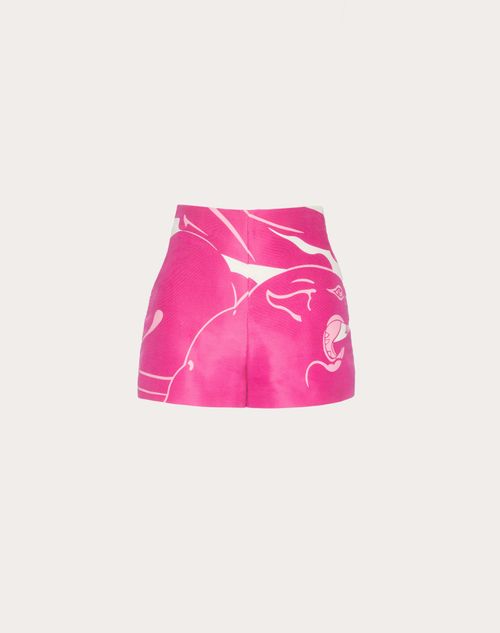 Valentino - Shorts Aus Faille Panther - Pink Pp/weiss - Frau - Kleider