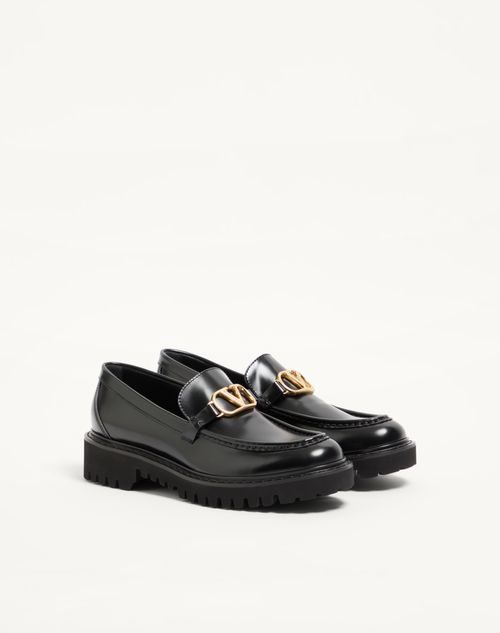 Valentino Garavani - Vlogo Signature Calfskin Loafer - Black - Woman - Loafers