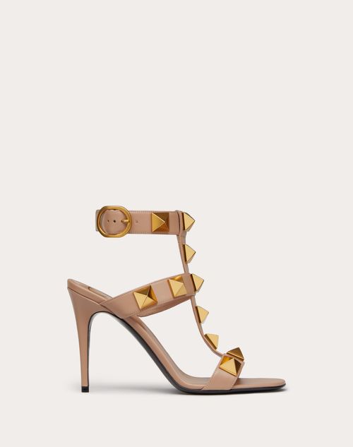 Valentino Garavani - Roman Stud Calfskin Sandal 100 Mm - Rose Cannelle - Woman - Roman Stud Sandals - Shoes